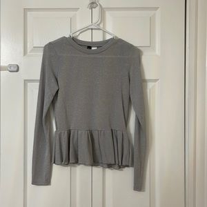 H&M silver/grey shimmery peplum top